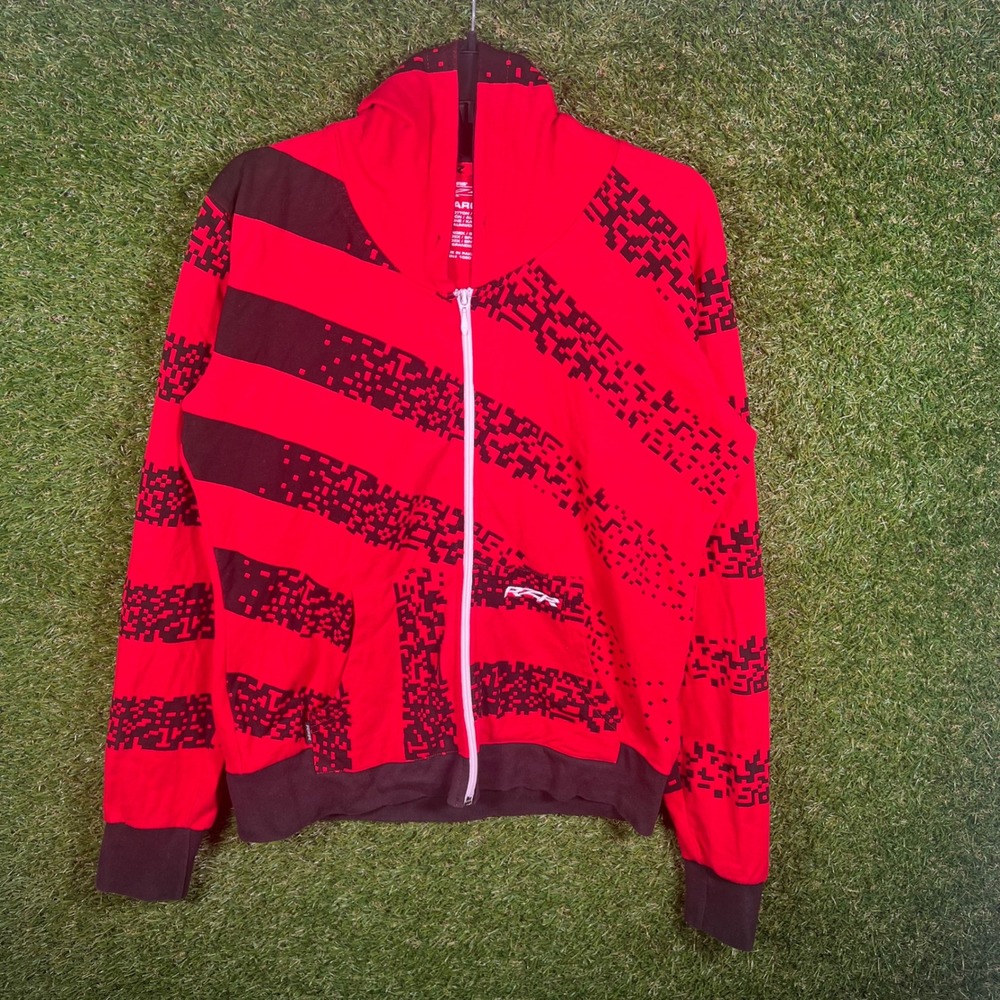 Polaris RZR Hoodie Mens Large Red Black Digital Pixel Stripe Full Zip Sweatshirt